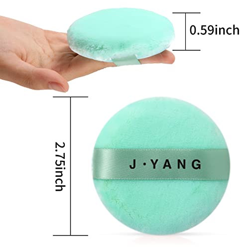 J・YANG 3インチ カラー パウダー パフ 洗える ラージ ボディ パウダー パフ ベロア ボディ パウダー パフ ソフト & ファーリー 6PCS (レイクブルー)