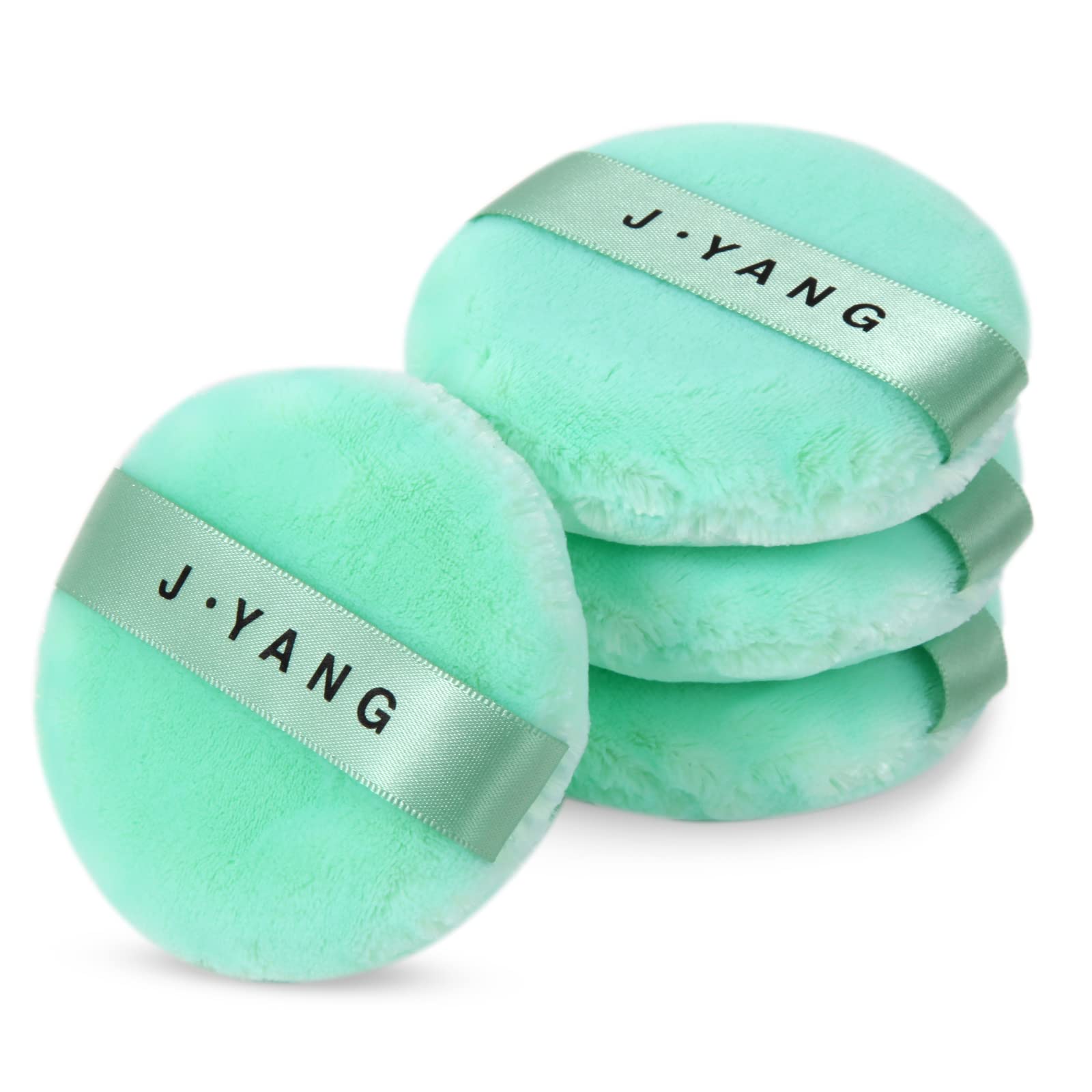 J・YANG 3インチ カラー パウダー パフ 洗える ラージ ボディ パウダー パフ ベロア ボディ パウダー パフ ソフト & ファーリー 6PCS (レイクブルー)